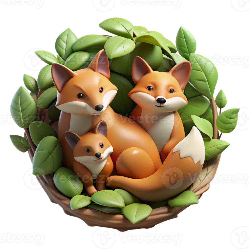 magnificent abstract Fox Family Huddled in Den professional png