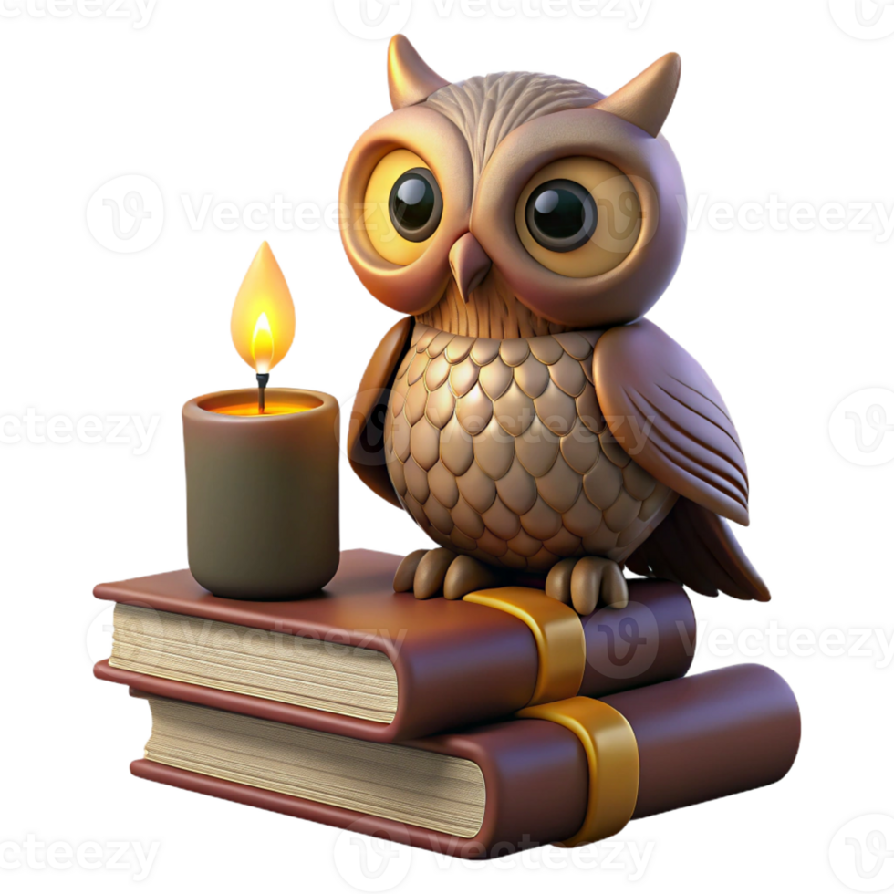 magnificent abstract Wise Old Owl on Ancient Books png
