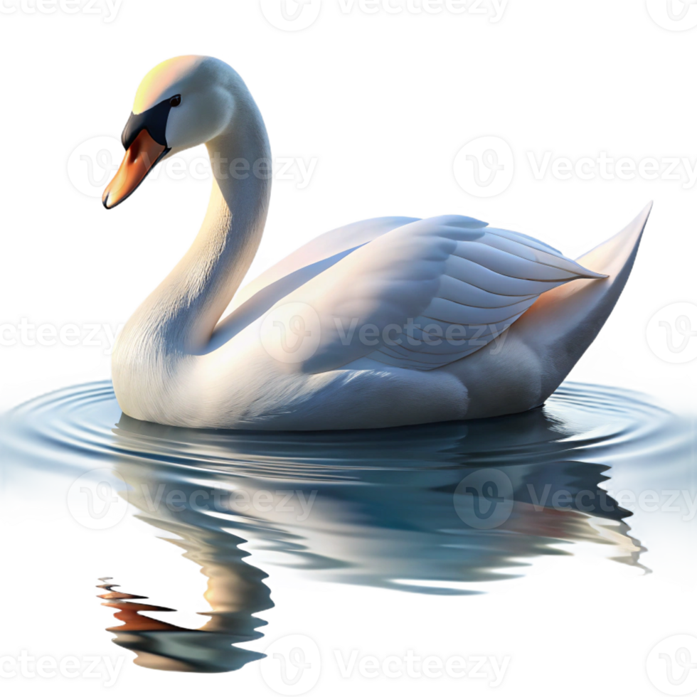 beautiful artistic Swan Gliding on Calm Lake original png
