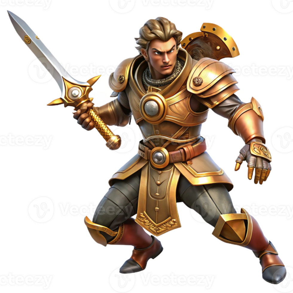 serene contemporary A Steampunk Warrior Clad in Armor and Wi detailed png