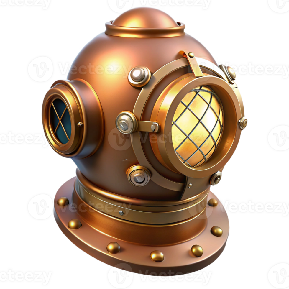 wonderful rustic A Steampunk Diving Helmet with Brass And png