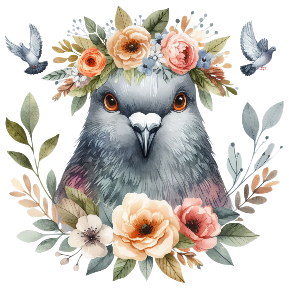 Whimsical Floral Crown with Animal Themes png
