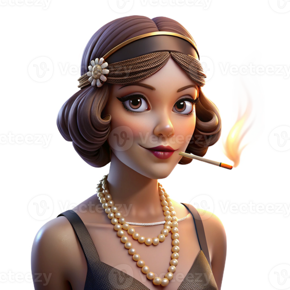 dramatic contemporary Portrait of a Glamorous S Flapper Wi high resolution png