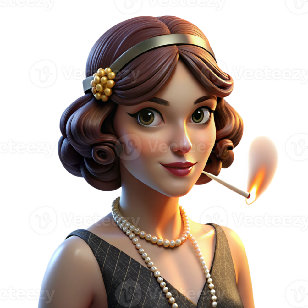 vibrant creative Portrait of a Glamorous S Flapper Wi high quality png