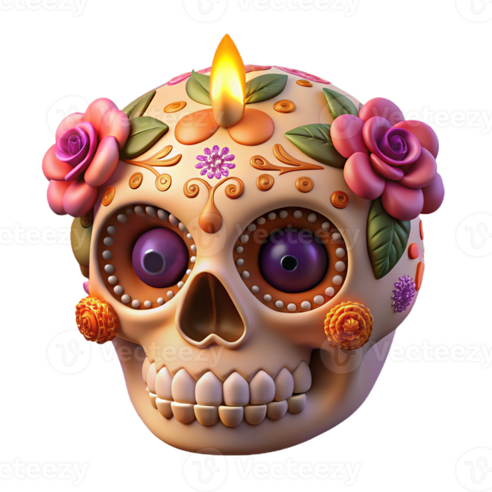 magnificent creative Vibrant Sugar Skull Portrait exclusive png