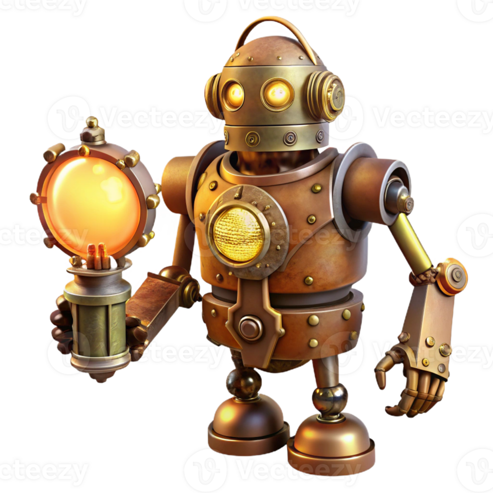 extraordinary creative A Steampunk Inspired Robot with Intricate exclusive png