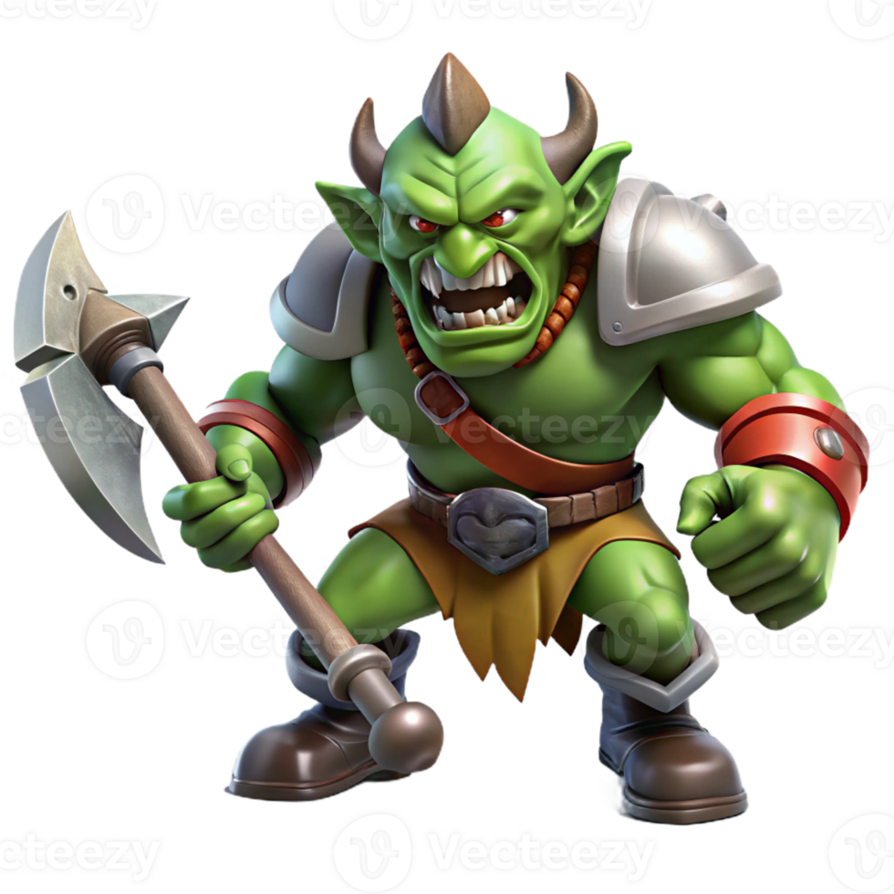 extraordinary classic A Fierce Orc Warrior Wielding a Giant Axe authentic png