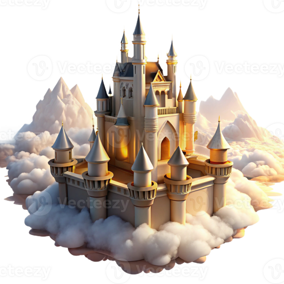 wonderful abstract A Majestic Castle Floating in the Clouds professional png