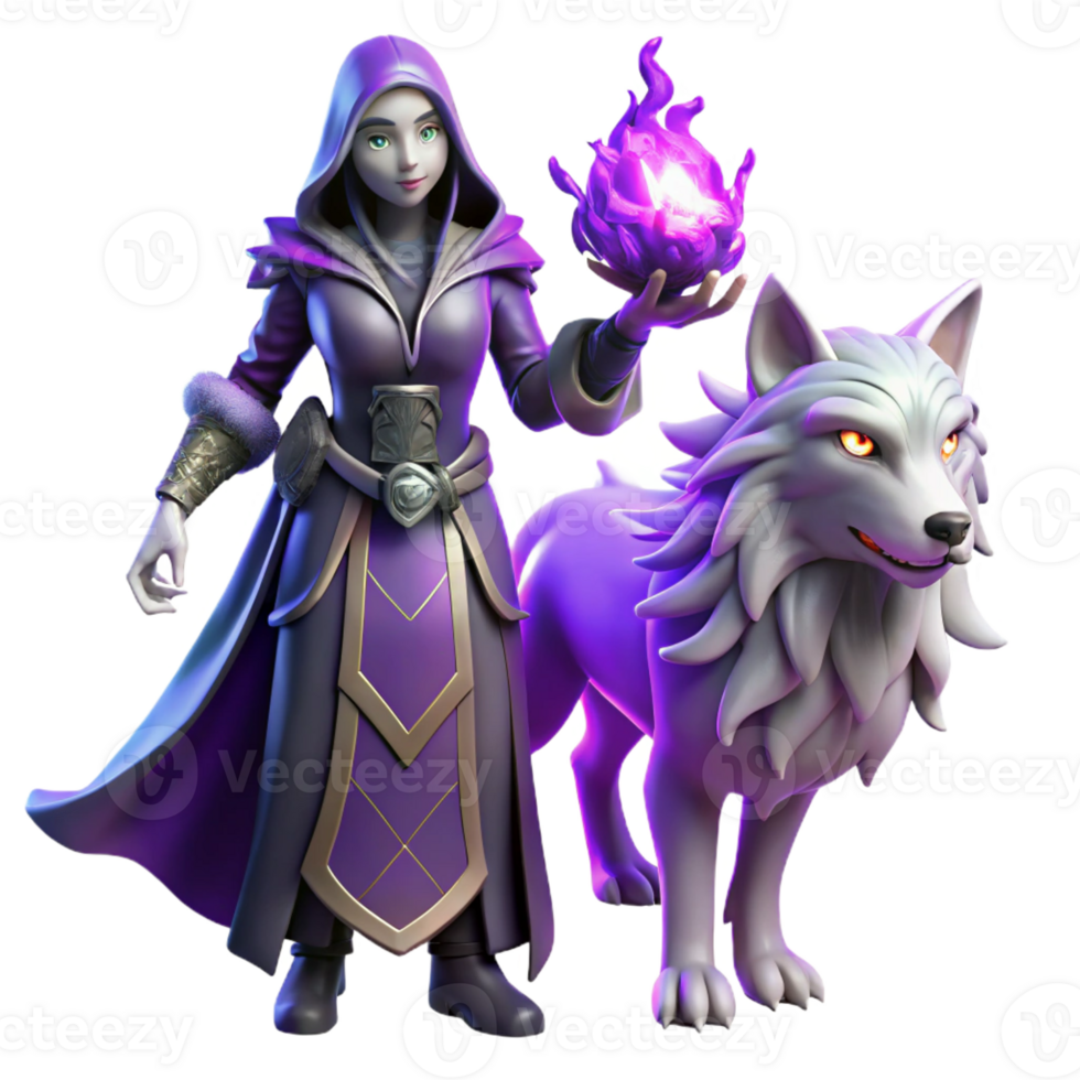 elegant classic A Mysterious Sorceress with Glowing Purpl original png