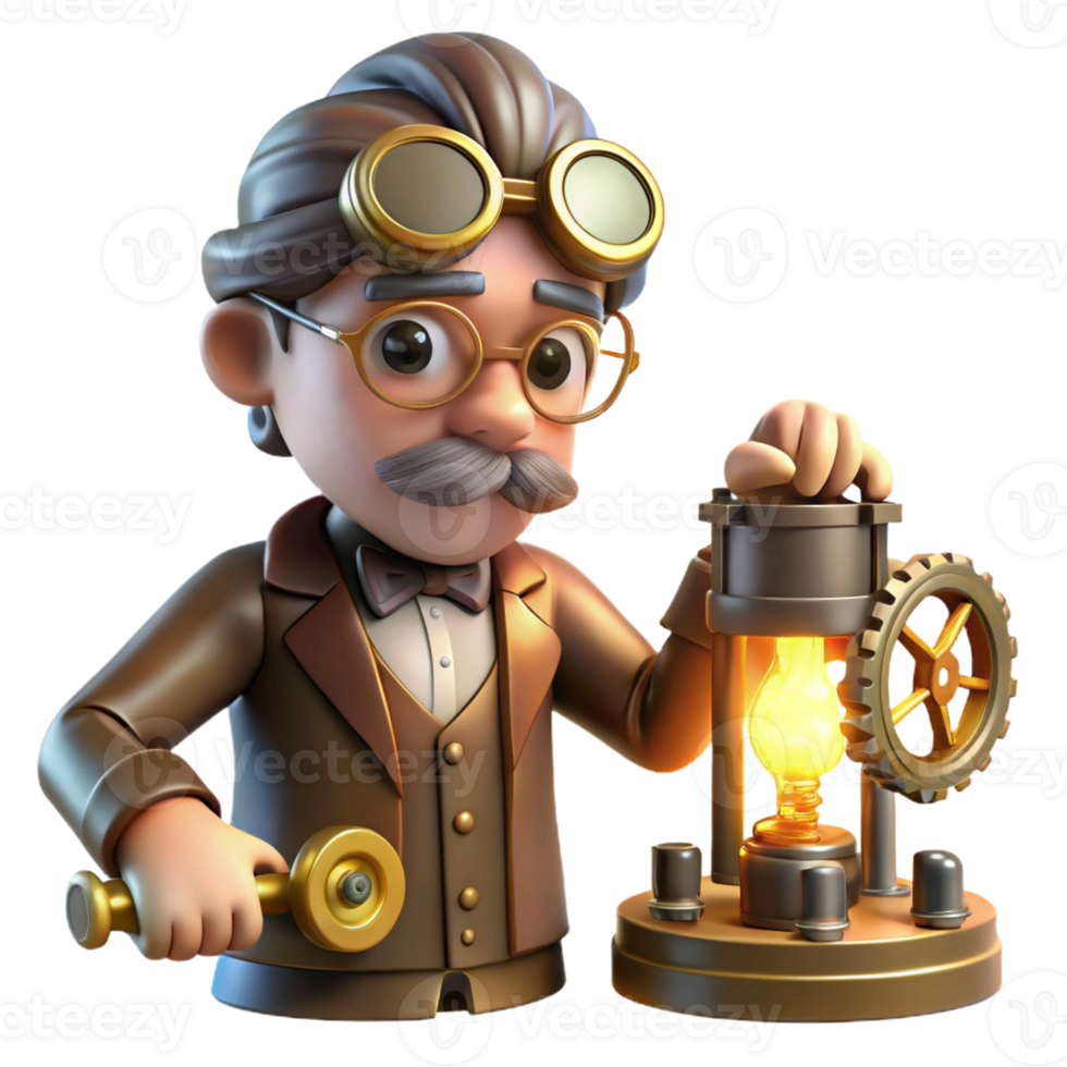stunning rustic A Lone Steampunk Inventor Goggles Down authentic png
