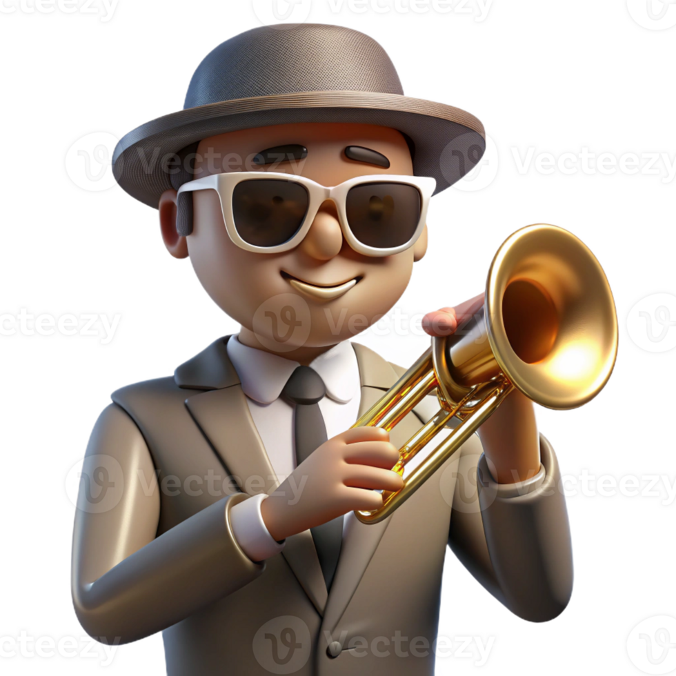 extraordinary creative Portrait of a Jazz Musician with a Trumpe png