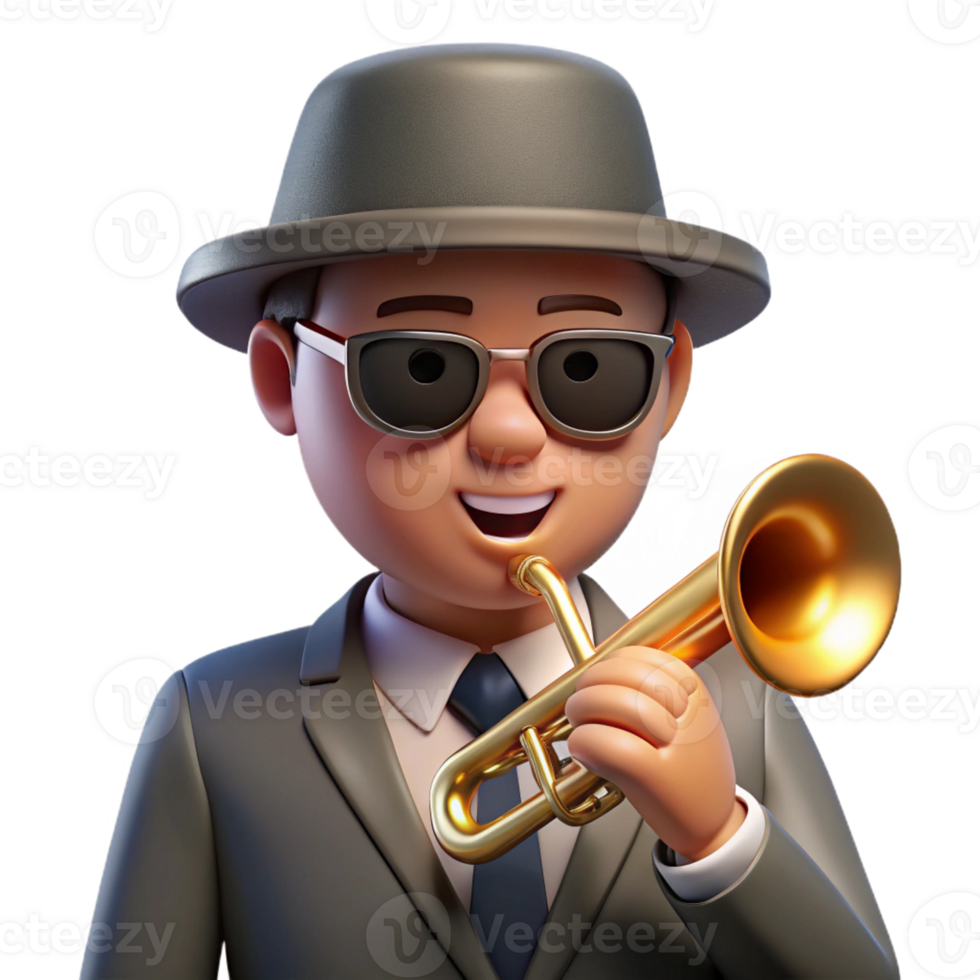 magnificent rustic Portrait of a Jazz Musician with a Trumpe genuine png