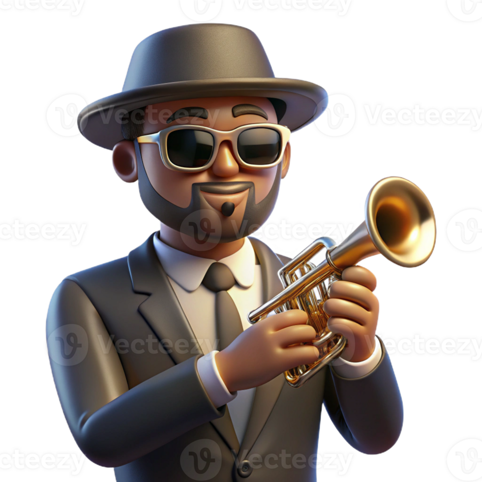 dramatic minimalist Portrait of a Jazz Musician with a Trumpe premium png