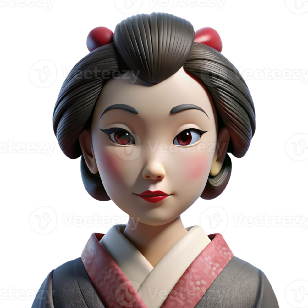 extraordinary abstract Portrait of a Geisha with Elaborate Make high quality png