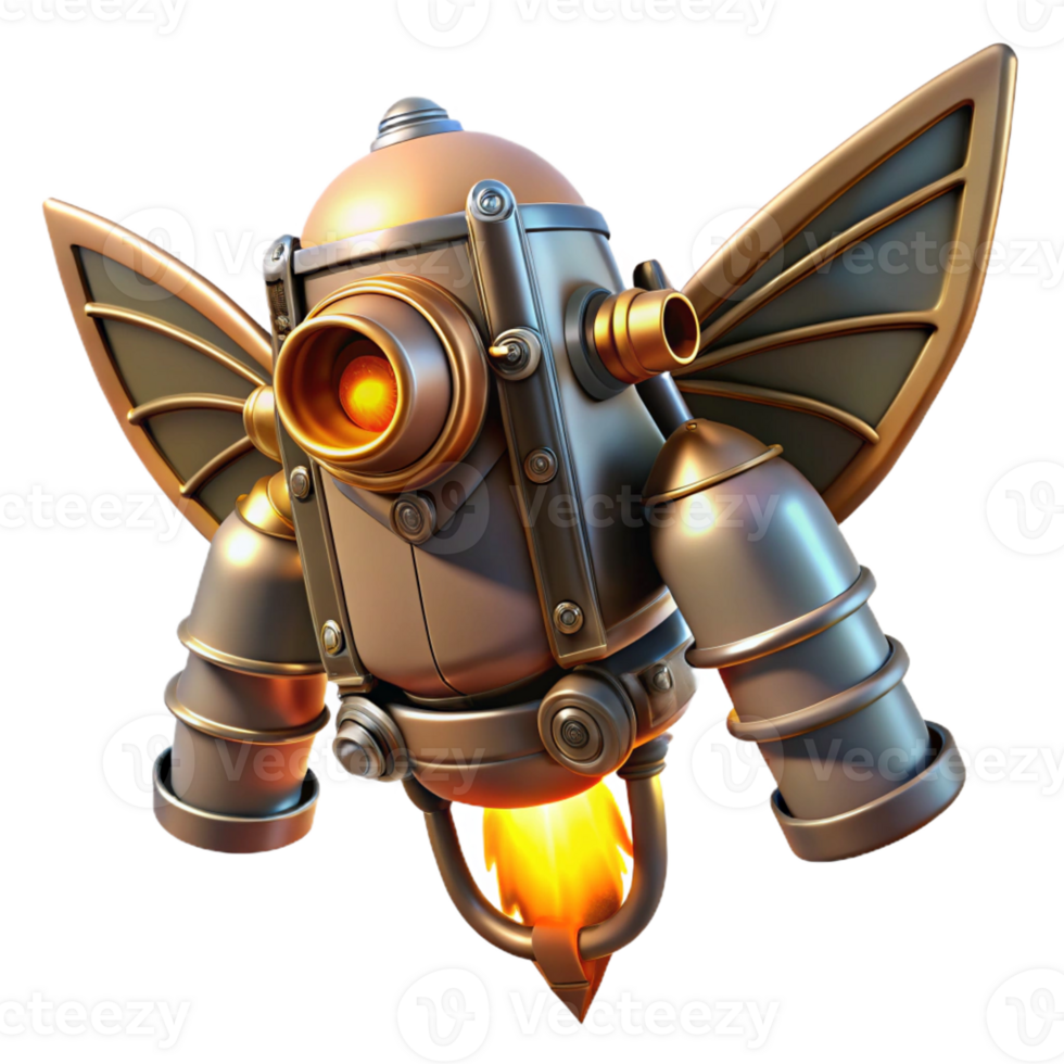 serene classic A Steampunk Jetpack with Intricate Wings detailed png