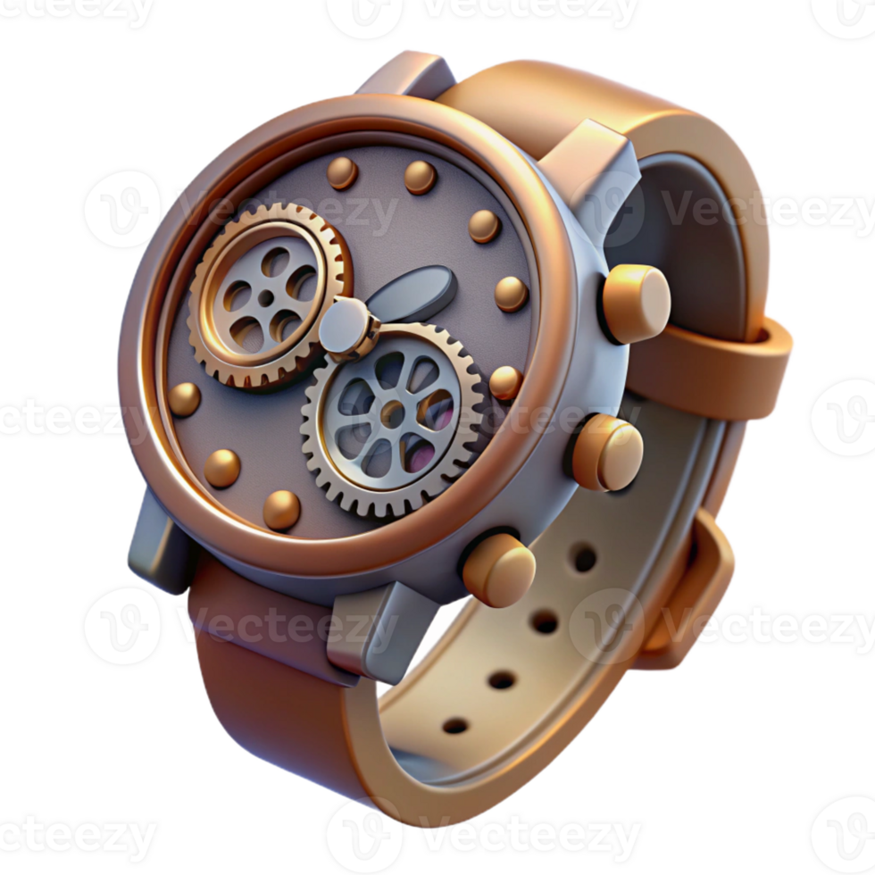 vibrant rustic A Close Up of a Steampunk Wristwatch With png