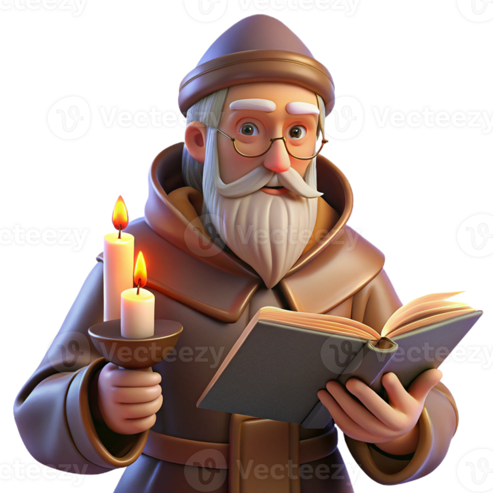 wonderful creative A Wise Old Wizard Reading a Spellbook in H genuine png