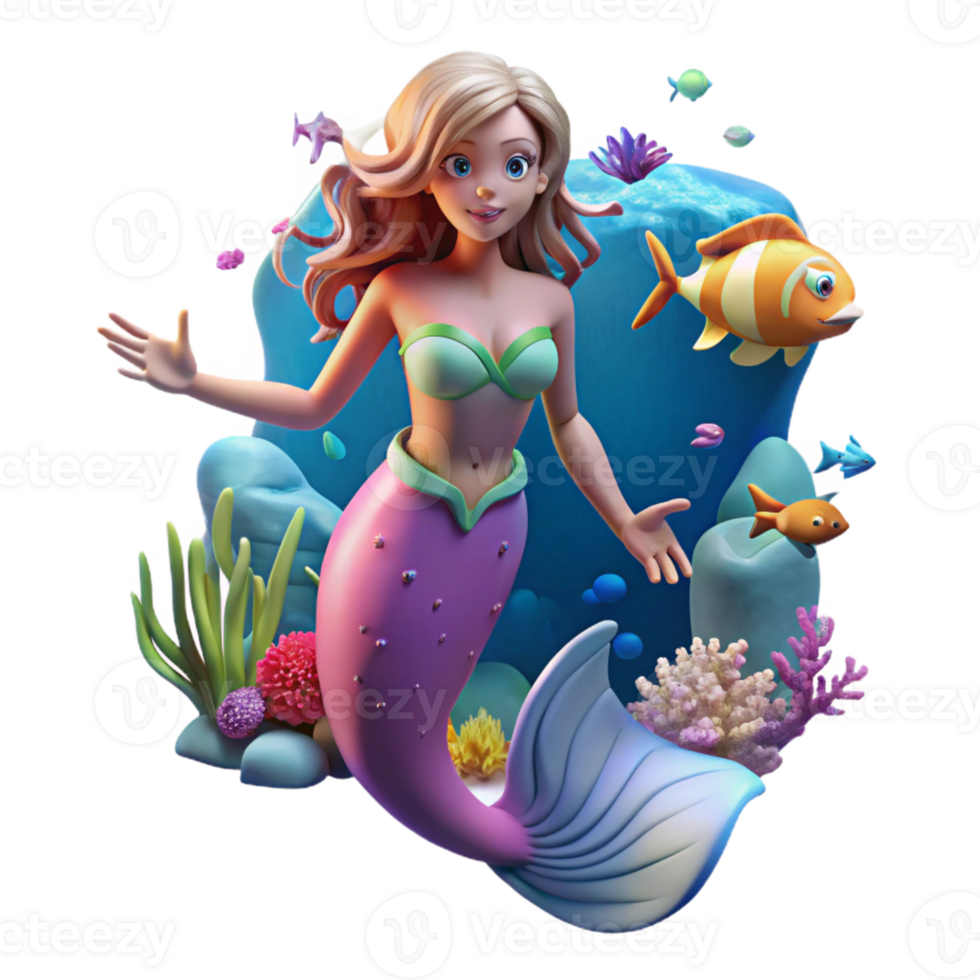 beautiful rustic A Mermaid Swimming in a Coral R original png