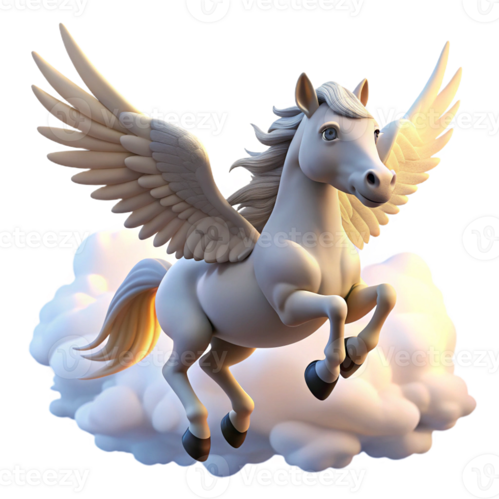 extraordinary vintage A Majestic Pegasus Flying Through a Cloudy authentic png