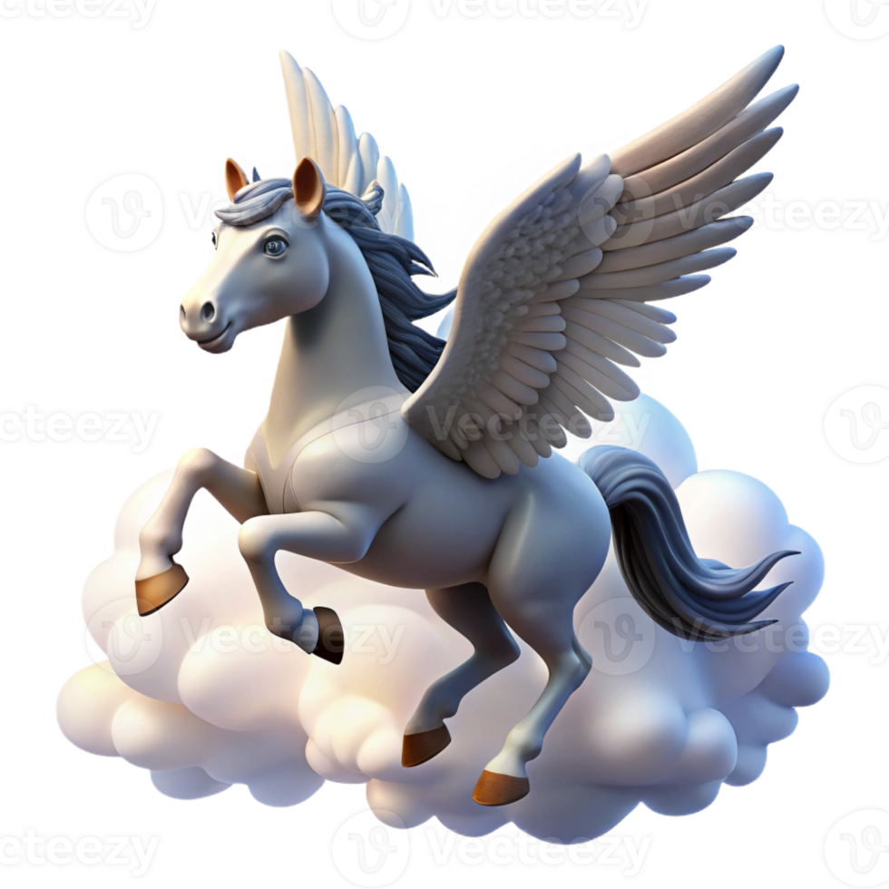 impressive artistic A Majestic Pegasus Flying Through a Cloudy detailed png