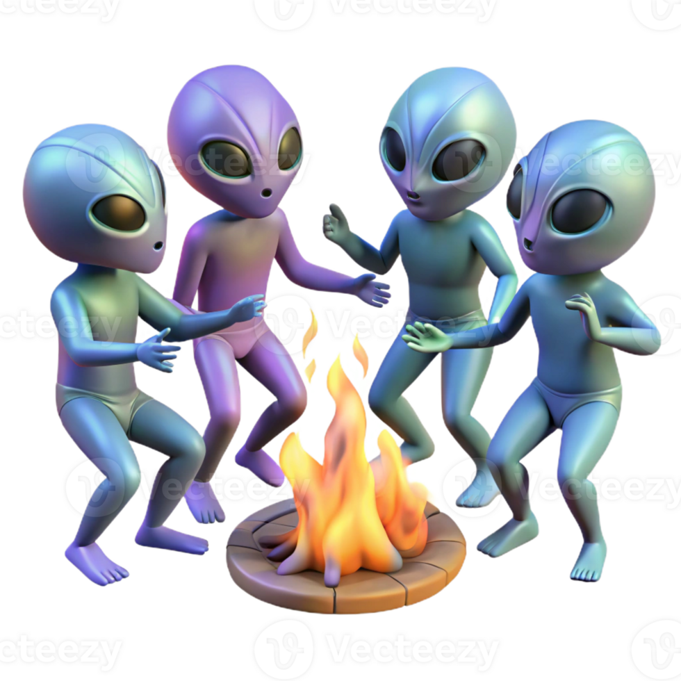 dramatic minimalist A Group of Aliens with Iridescent Skin E authentic png