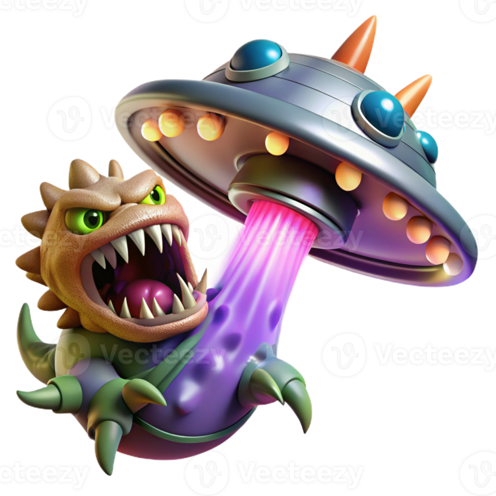 elegant modern Spaceship Vs. Giant Space Creature premium png