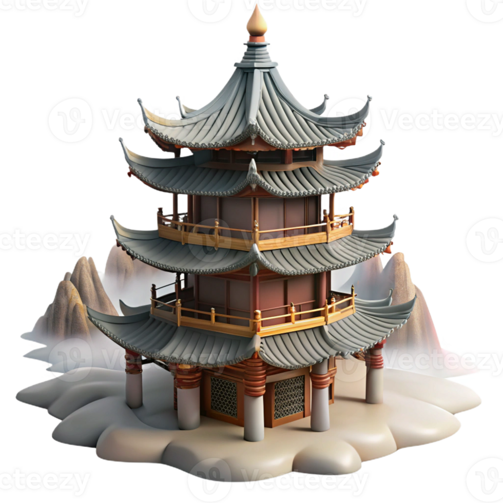magnificent minimalist A Traditional Chinese Pagoda in a Misty Mo exclusive png