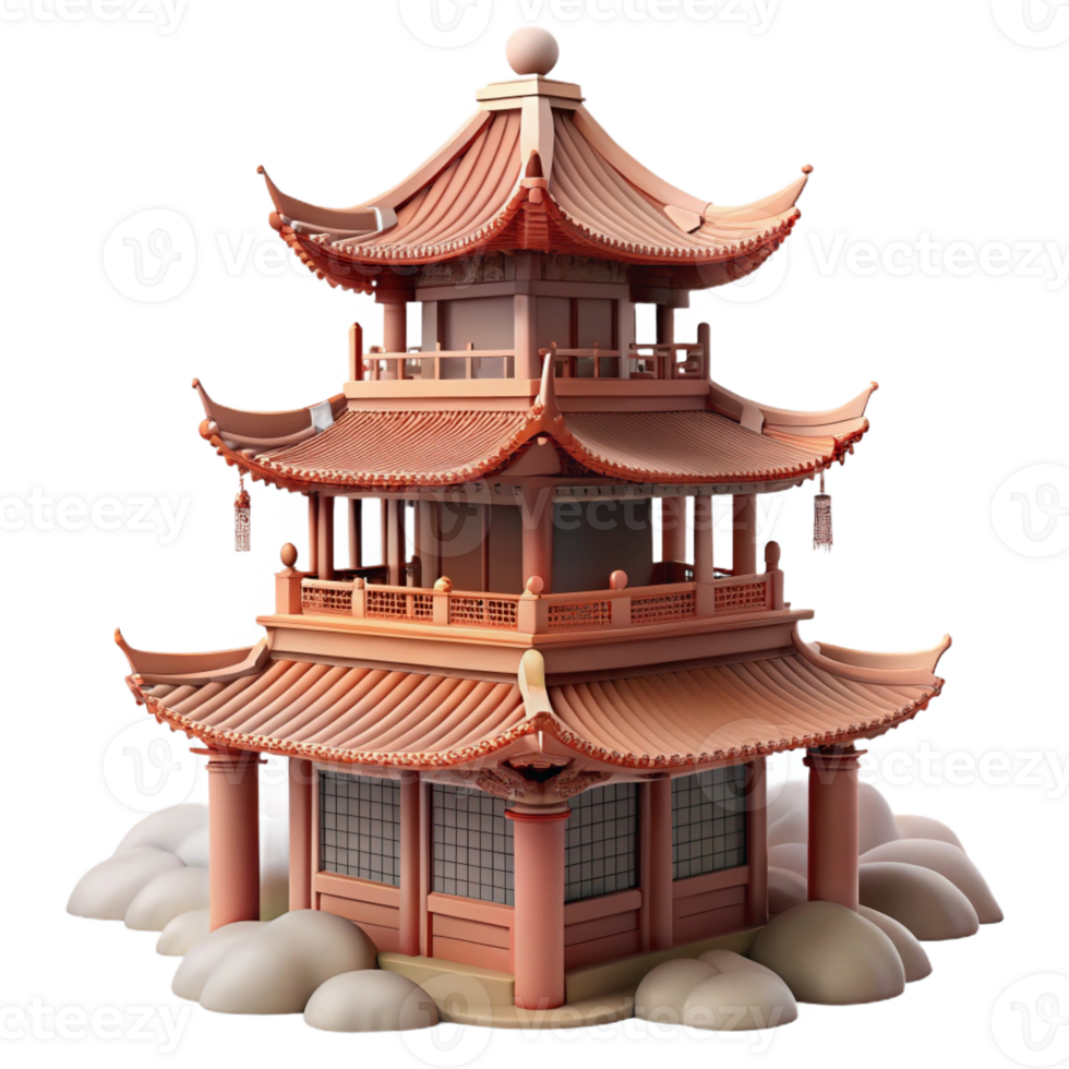 dramatic abstract A Traditional Chinese Pagoda in a Misty Mo original png