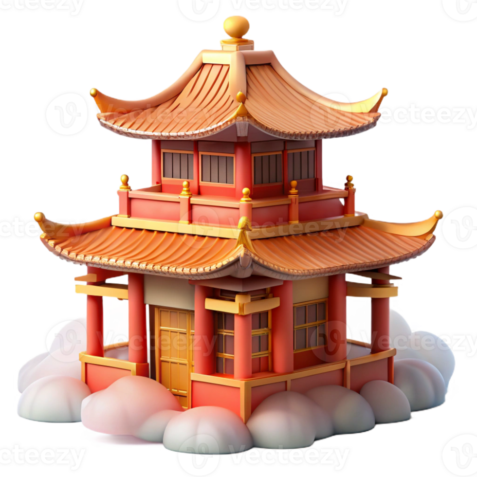 wonderful artistic Traditional Chinese Temple Complex premium png