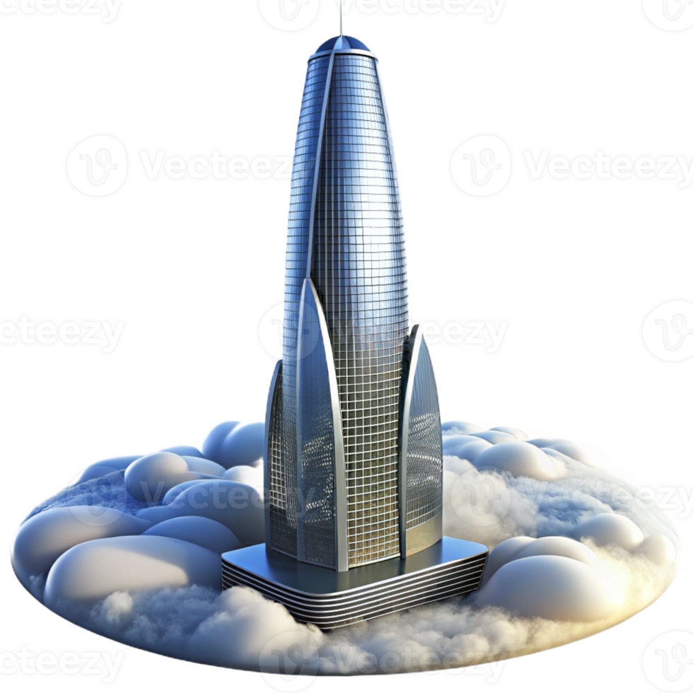 serene contemporary A Towering Skyscraper Piercing the Clouds exclusive png
