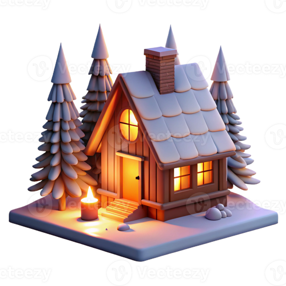 serene traditional A Cozy Cabin in a Snowy Forest Warm Fire high resolution png