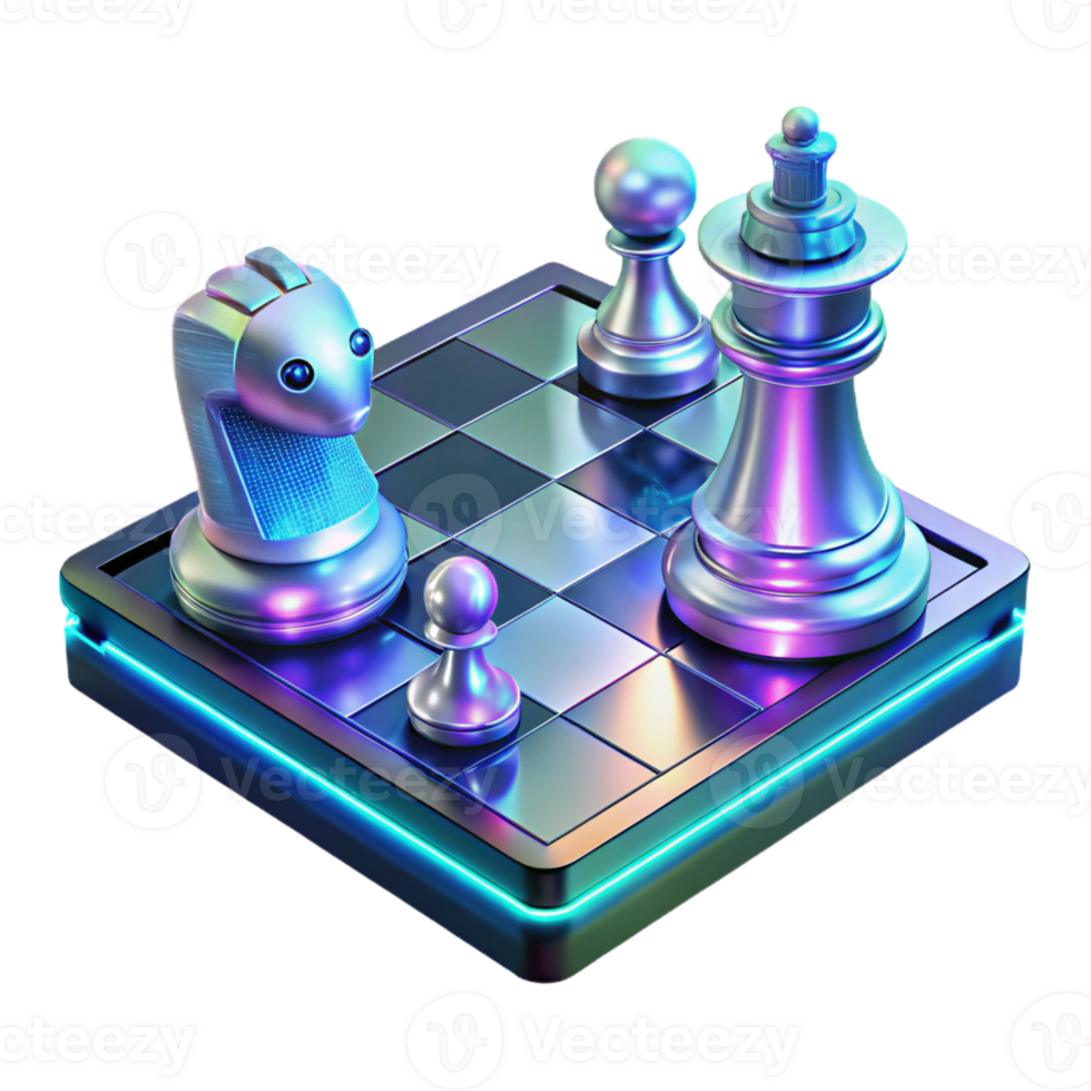 magnificent minimalist A Holographic Chess Game Being Played By high quality png