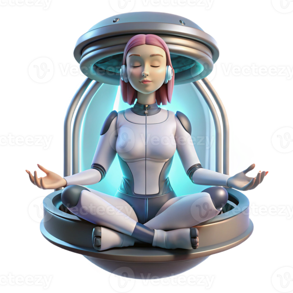 extraordinary modern A Woman with Cybernetic Implants Meditat authentic png