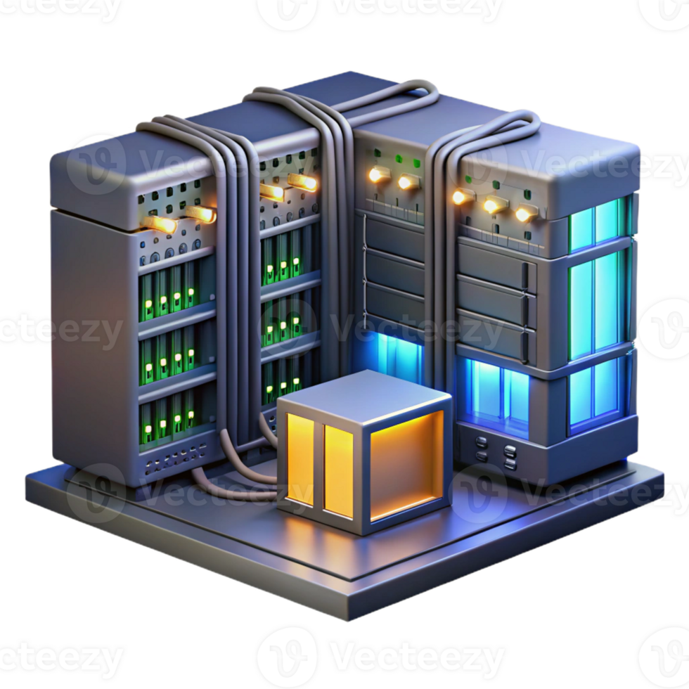 elegant minimalist A Server Room Filled with Blinking Lights authentic png