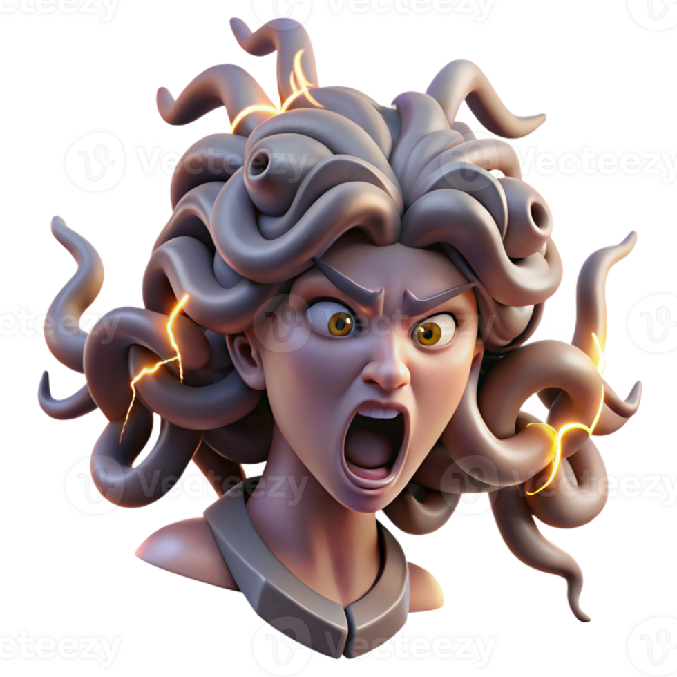elegant classic A Fearsome Medusa with Snakes Writhing In exclusive png