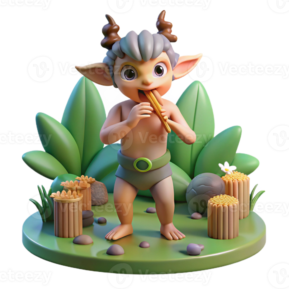 wonderful minimalist A Mischievous Satyr Playing a Pan Flute In professional png