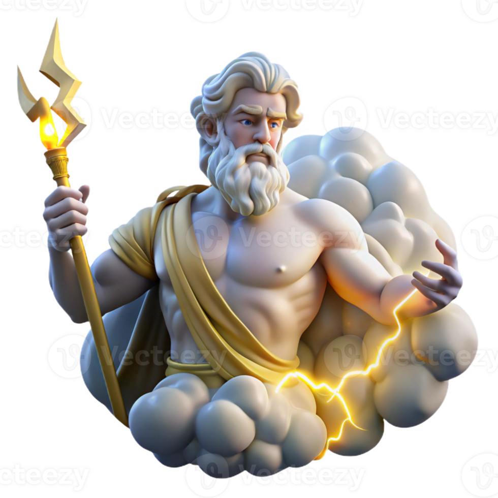 stunning contemporary A Powerful Zeus Wielding a Lightning Bolt authentic png
