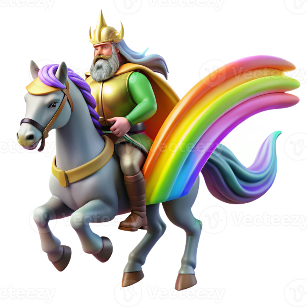 vibrant creative A Powerful Odin Riding Sleipnir Through Th detailed png