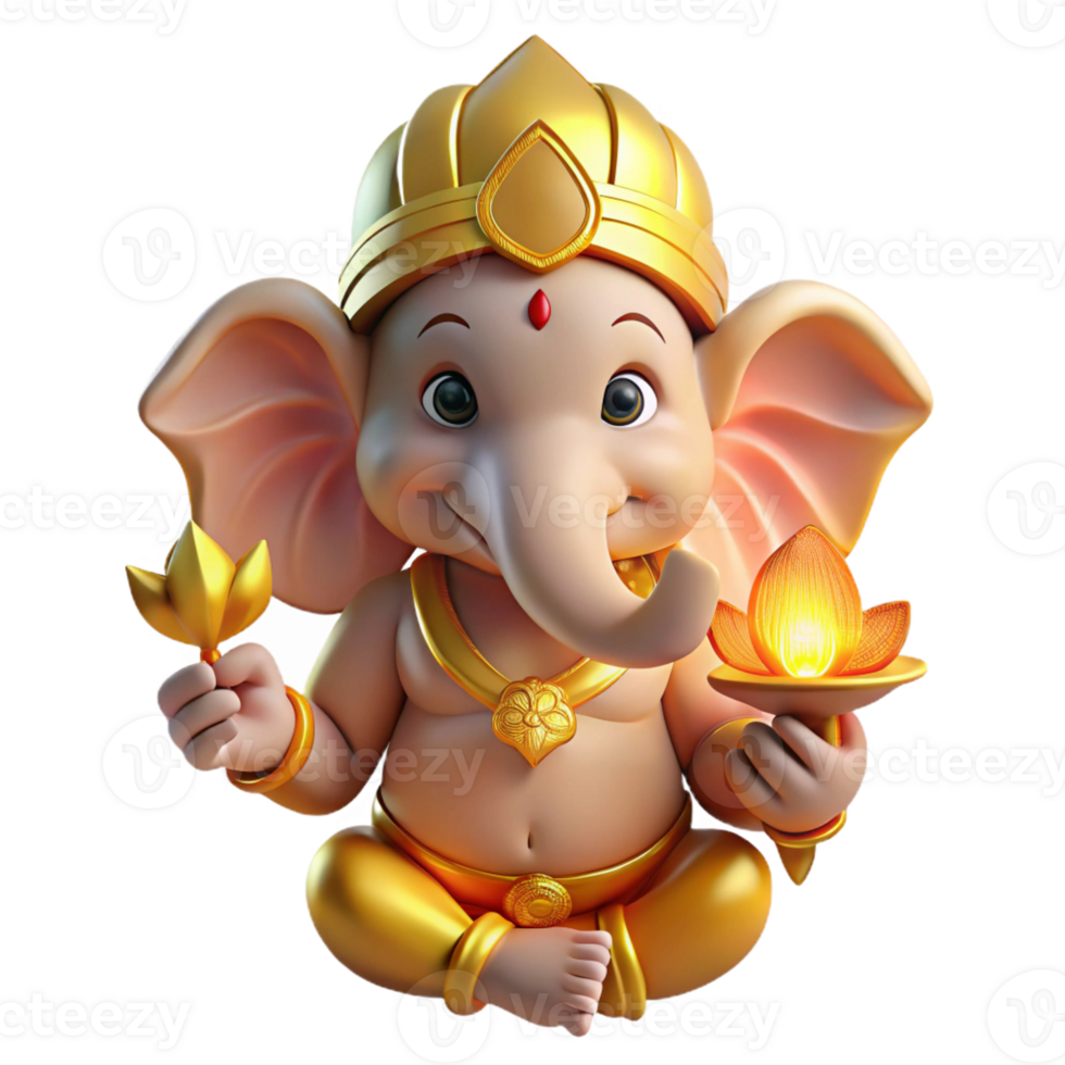 vibrant minimalist A Wise Ganesha with the Head of an Elepha authentic png