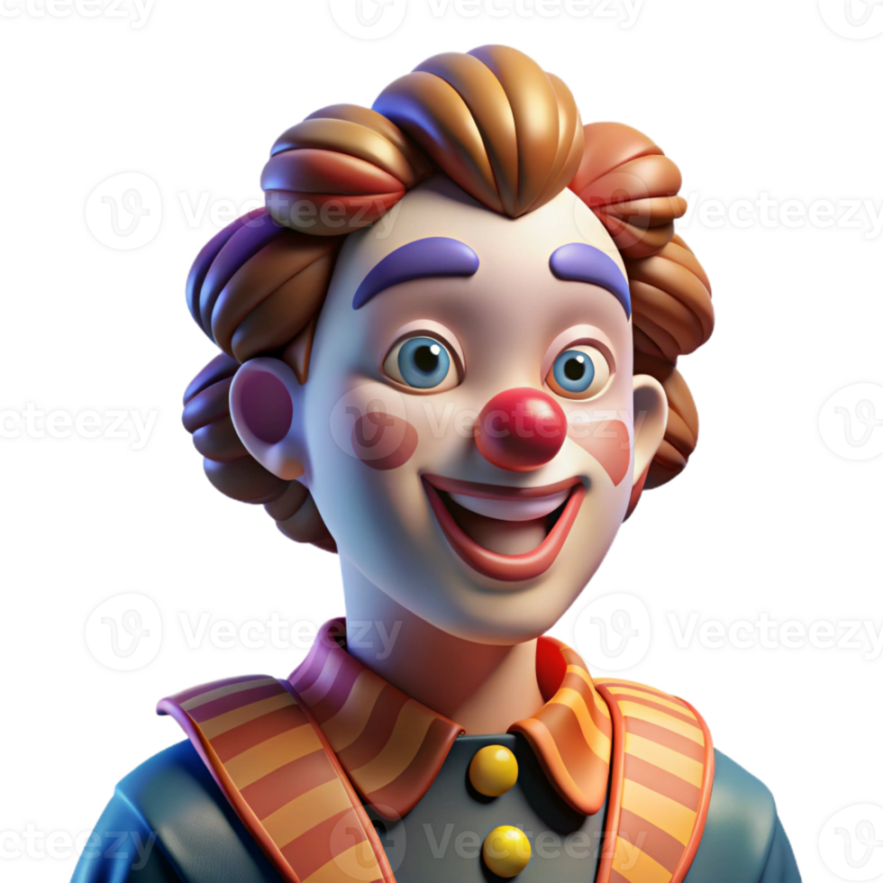 dramatic modern Portrait of a Clown with Exaggerated Feat detailed png