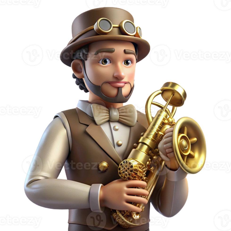 wonderful creative A Portrait of a Steampunk Musician Playi genuine png