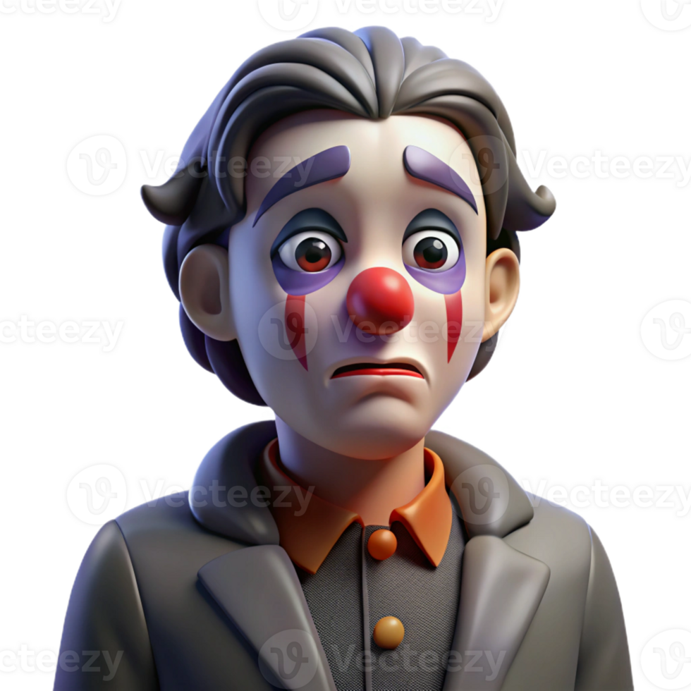 wonderful classic Portrait of a Melancholic Clown with Sme png