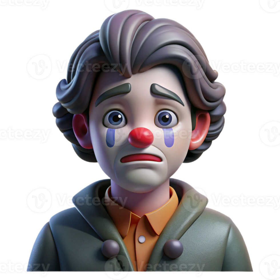 impressive contemporary Portrait of a Melancholic Clown with Sme authentic png
