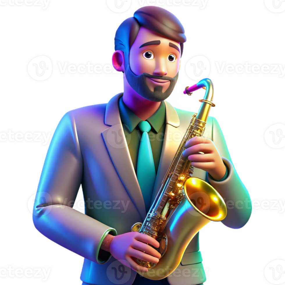 vibrant artistic Portrait of a Musician with a Saxophone exclusive png