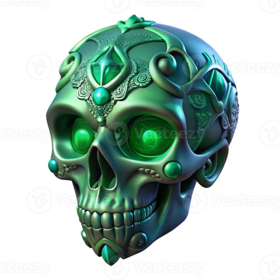 dramatic artistic Portrait of a Skull Adorned with Intrica original png