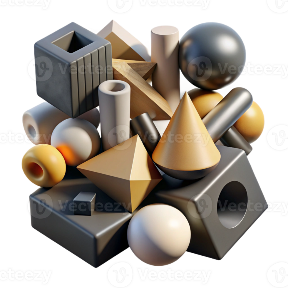 elegant artistic A Chaotic Jumble of Geometric Primitives professional png