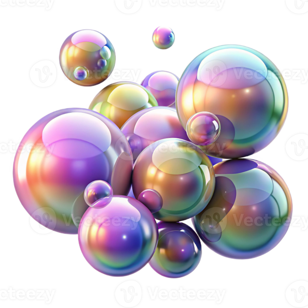wonderful modern A Field of Colorful Iridescent Bubbles high quality png