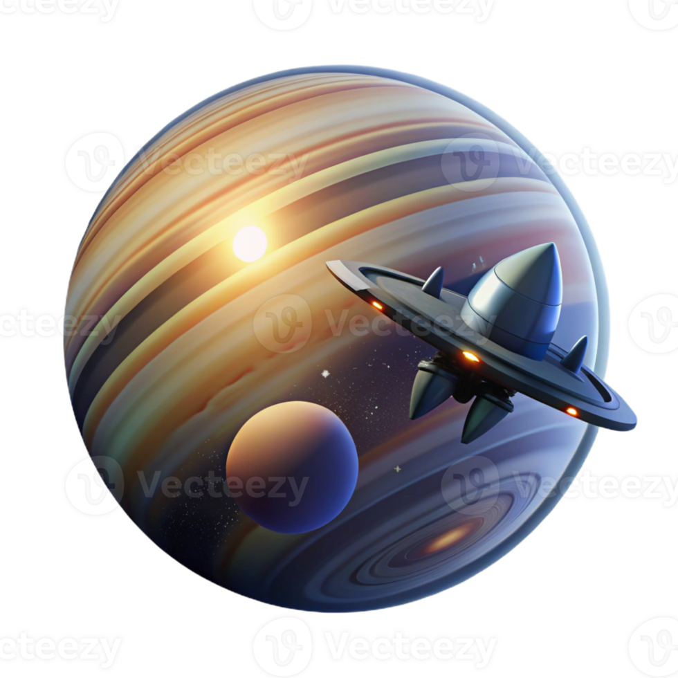 vibrant contemporary A Lone Spaceship Silhouetted Against The high quality png