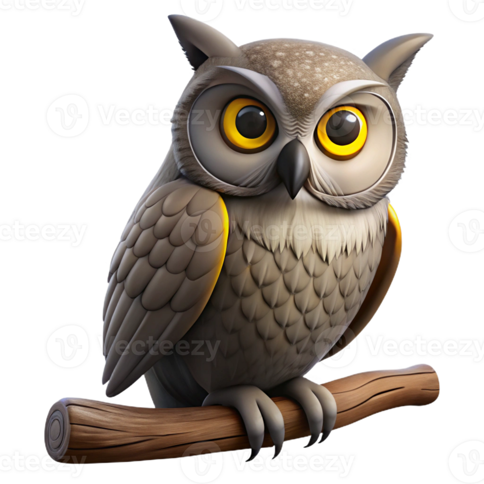 elegant artistic Portrait of a Wise Old Owl Perched on A premium png