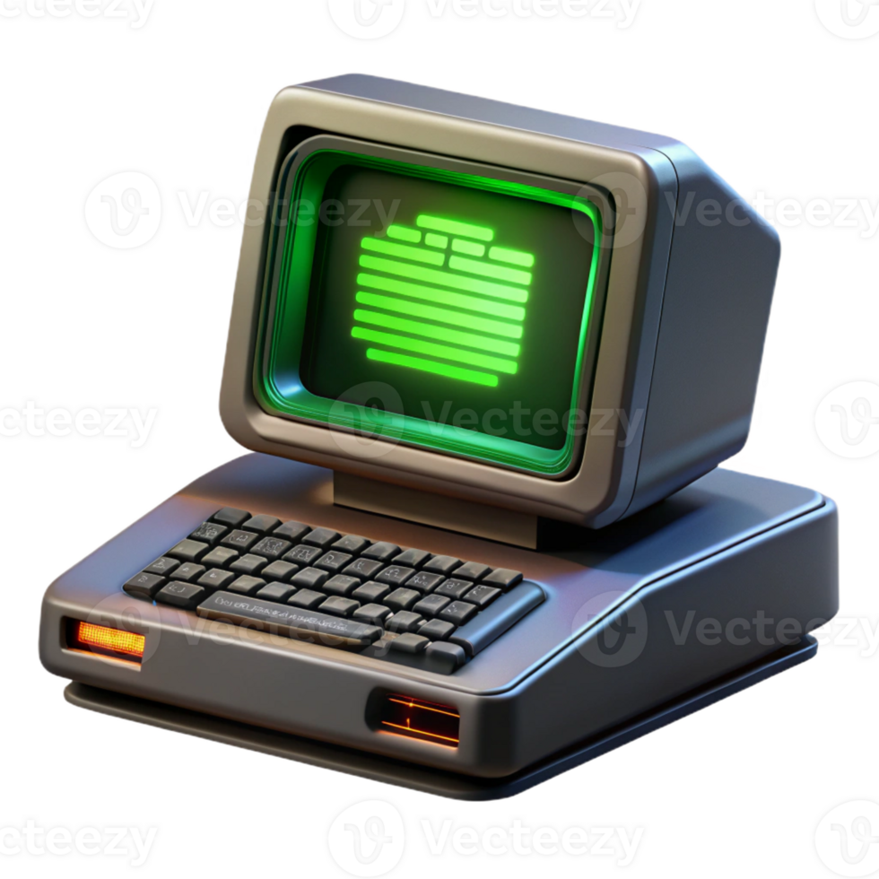 serene minimalist A Vintage Computer Terminal Displaying Cry premium png